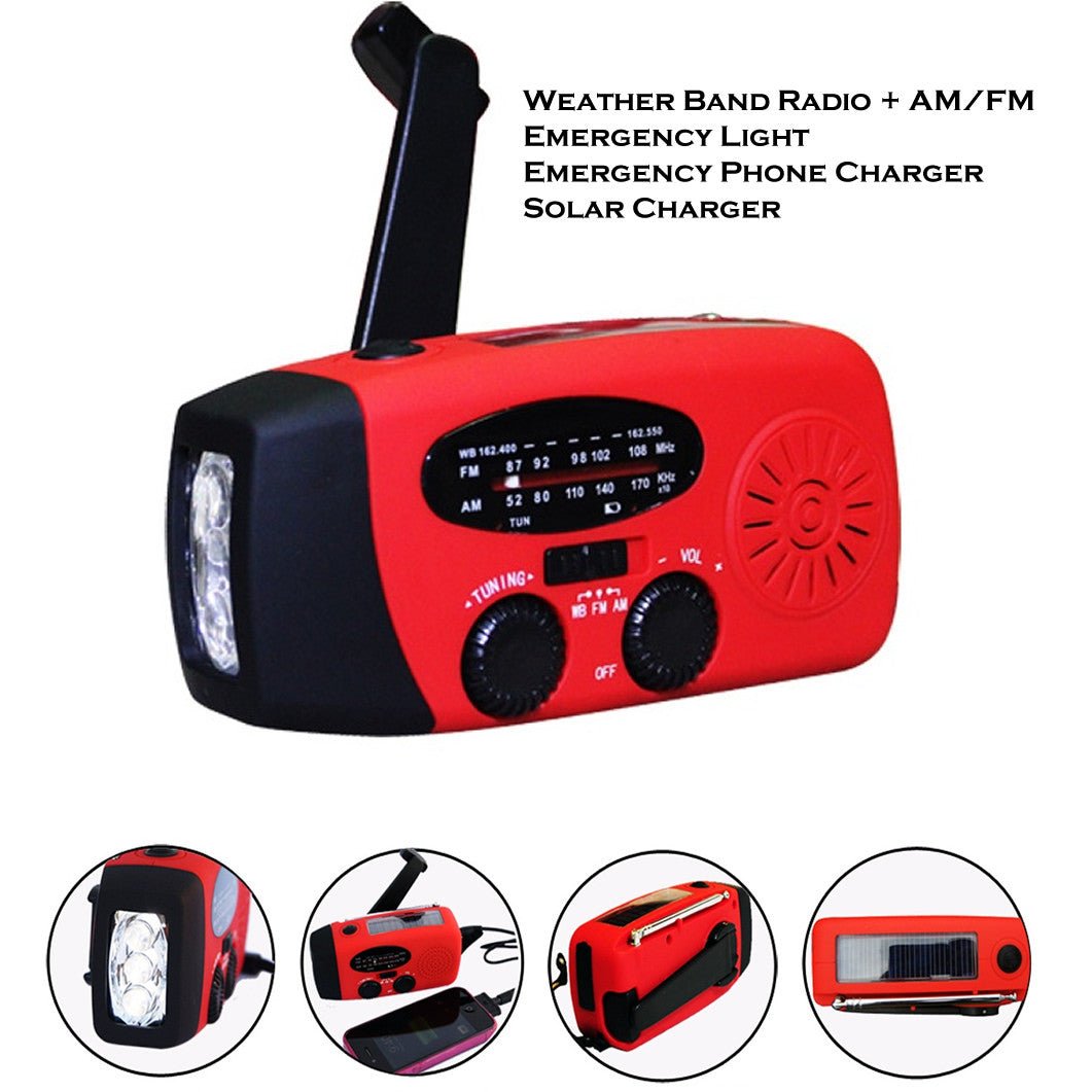 Storm Safe Emergency AM/FM/NOAA Weather Band Radio With Solar Flash Light And Built-in Phone Charger - Drakoi Marketplace