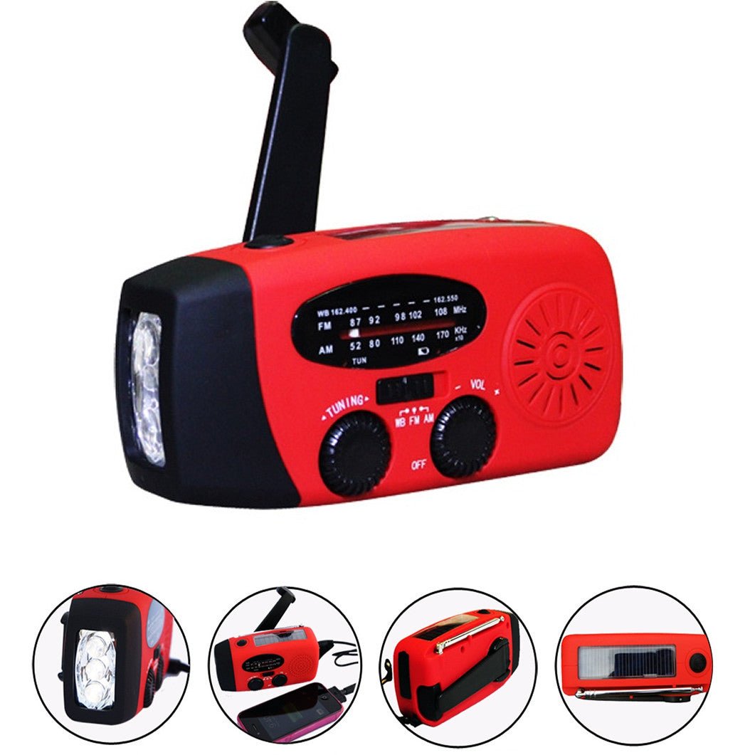 Storm Safe Emergency AM/FM/NOAA Weather Band Radio With Solar Flash Light And Built-in Phone Charger - Drakoi Marketplace