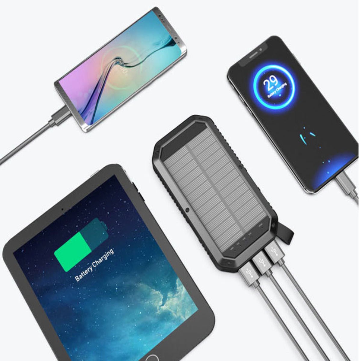 Sun Chaser Mini Solar Powered Wireless Phone Charger 10,000 mAh With LED Flood Light - Drakoi Marketplace