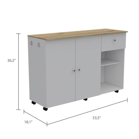 Syros Kitchen Island Cart White - Drakoi Marketplace