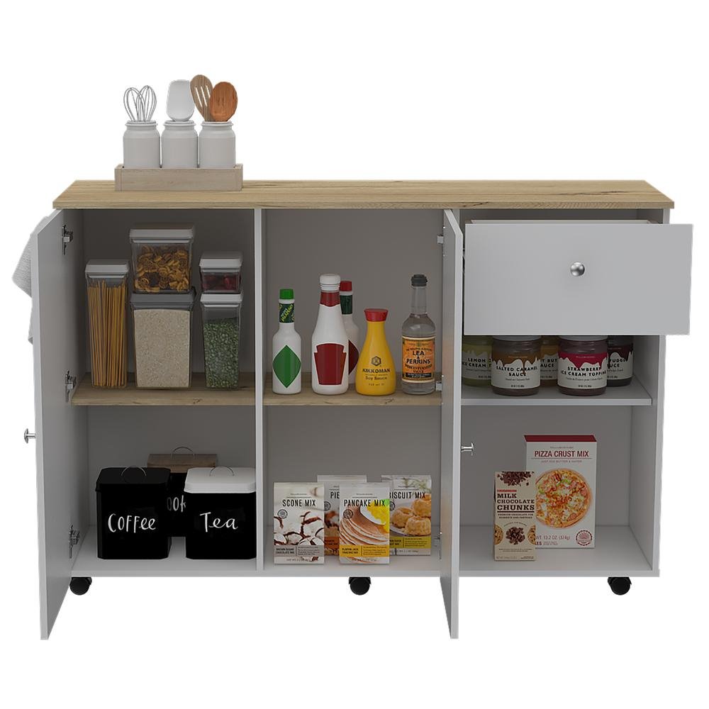 Syros Kitchen Island Cart White - Drakoi Marketplace