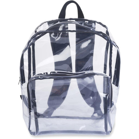 Tatco Carrying Case (Backpack) Notebook - Clear, Black - Vinyl Body - Shoulder Strap - 17.5" Height x 14.3" Width x 5.5" Depth - 1 Each - Drakoi Marketplace