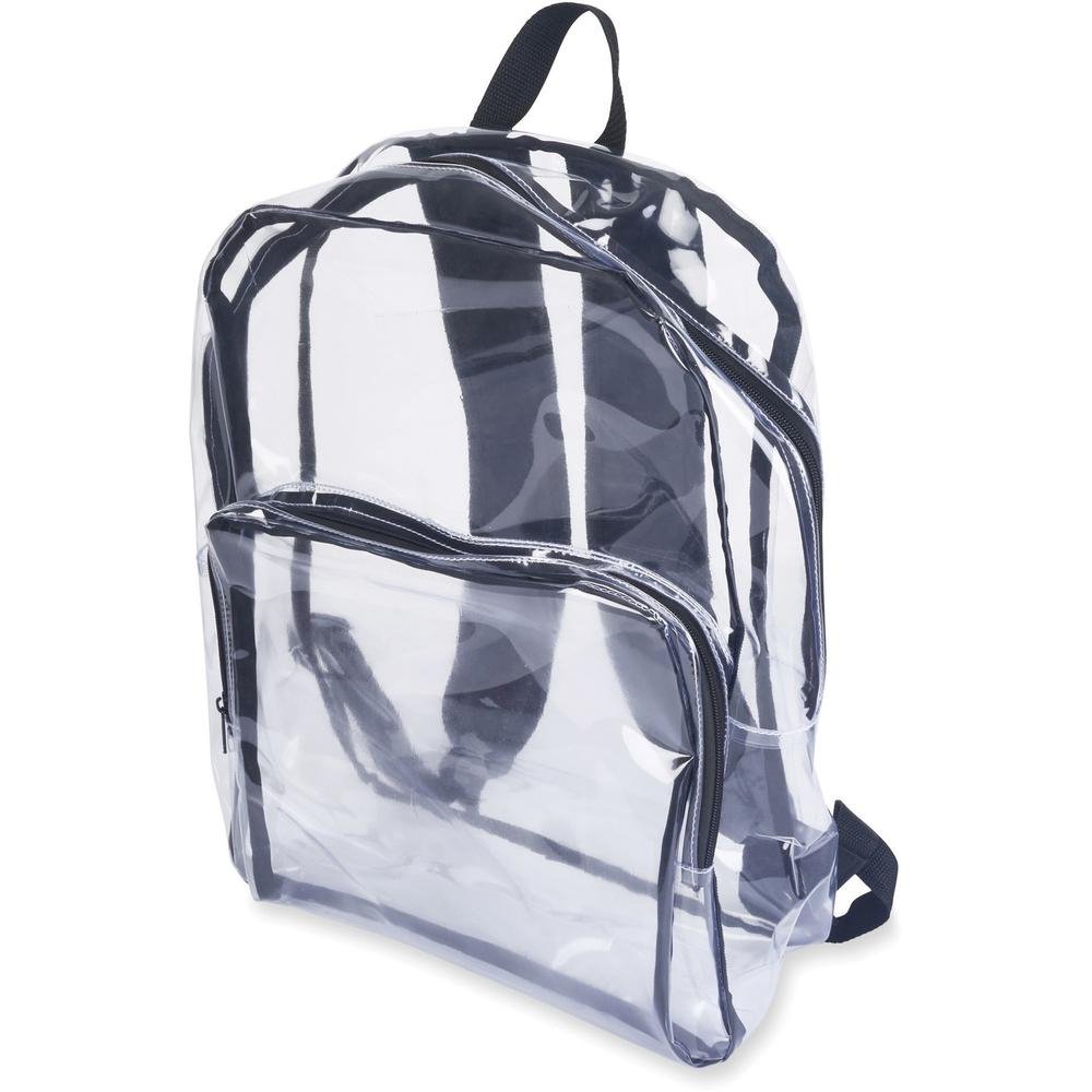 Tatco Carrying Case (Backpack) Notebook - Clear, Black - Vinyl Body - Shoulder Strap - 17.5" Height x 14.3" Width x 5.5" Depth - 1 Each - Drakoi Marketplace