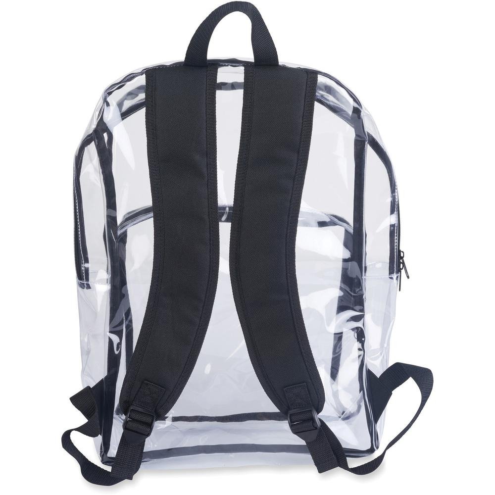 Tatco Carrying Case (Backpack) Notebook - Clear, Black - Vinyl Body - Shoulder Strap - 17.5" Height x 14.3" Width x 5.5" Depth - 1 Each - Drakoi Marketplace