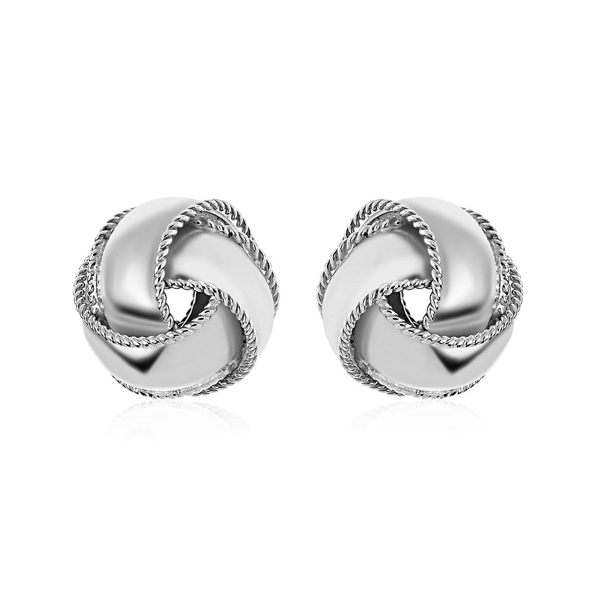 Textured and Polished Love Knot Earrings in Sterling Silver - Drakoi Marketplace