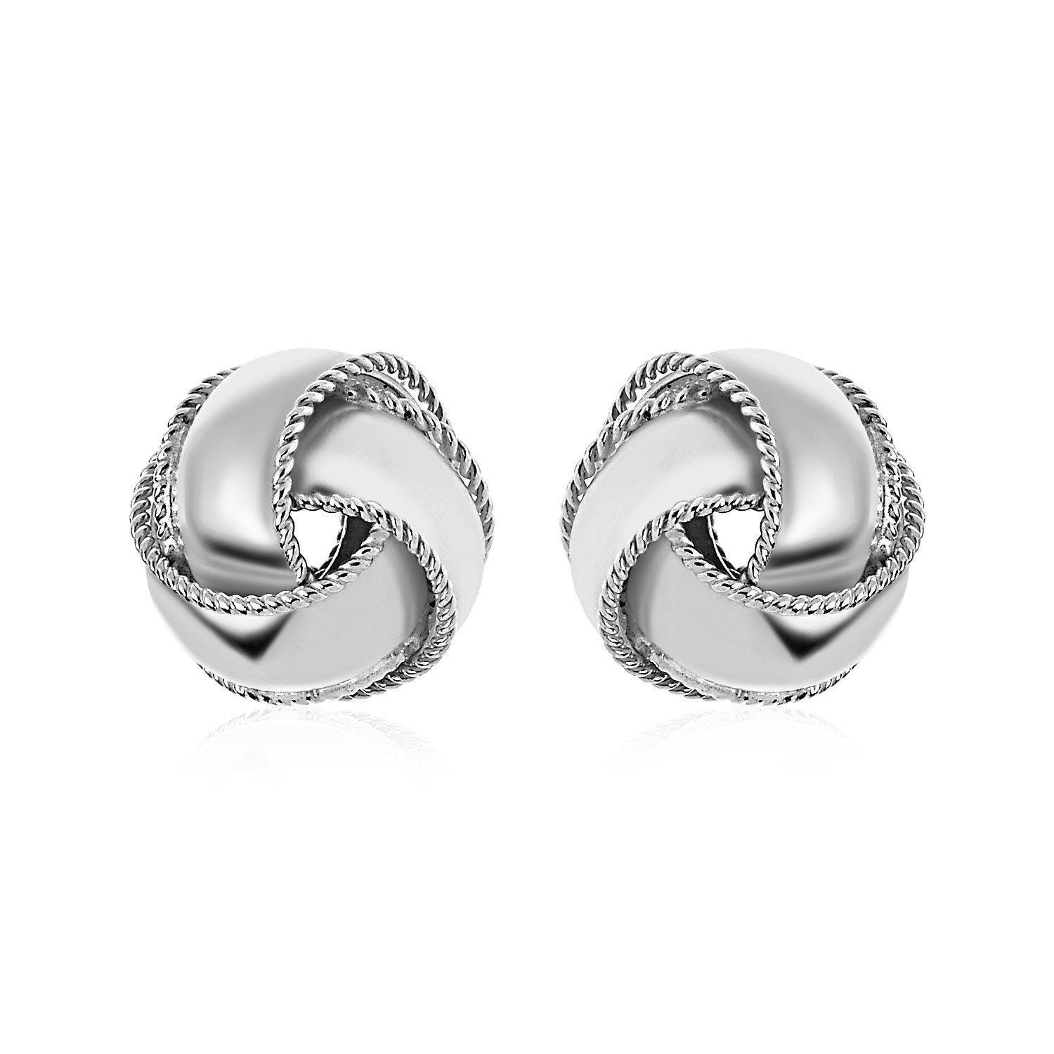 Textured and Polished Love Knot Earrings in Sterling Silver - Drakoi Marketplace