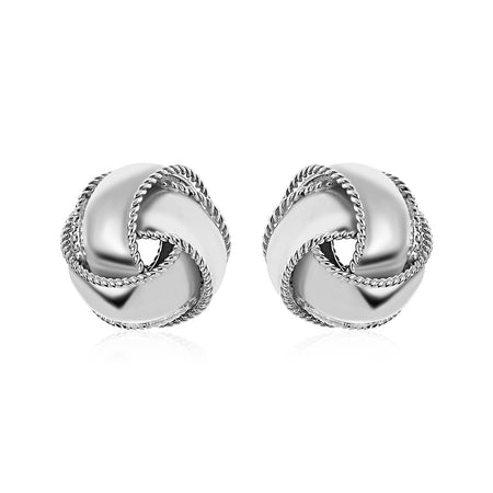 Textured and Polished Love Knot Earrings in Sterling Silver - Drakoi Marketplace