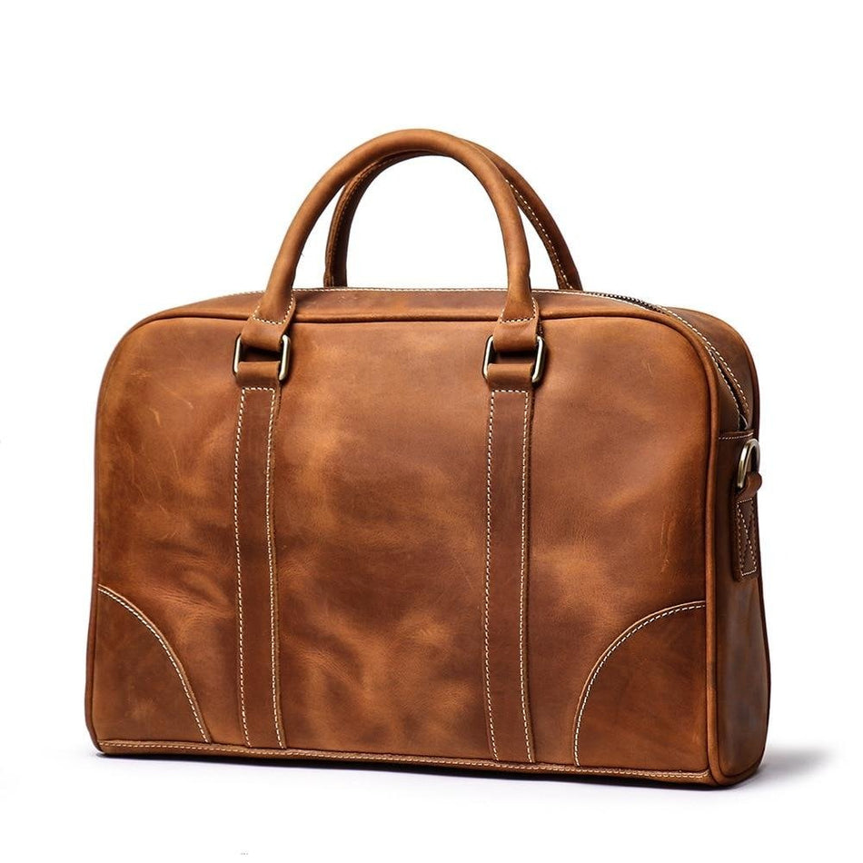 The Bjorn Leather Laptop Bag | Vintage Leather Briefcase - Drakoi Marketplace