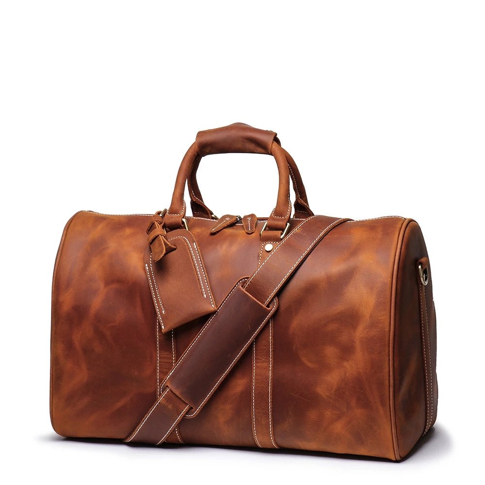 The Brandt Weekender | Small Leather Duffle Bag - Drakoi Marketplace