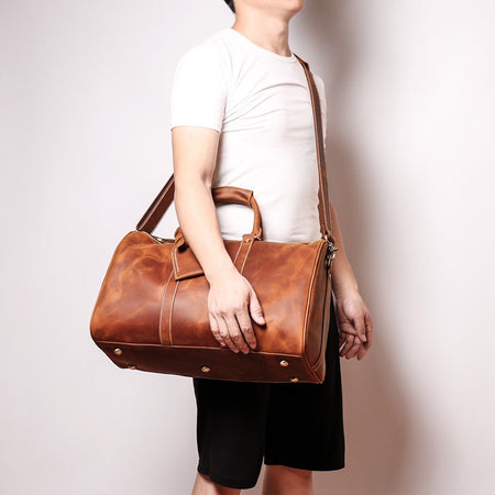 The Brandt Weekender | Small Leather Duffle Bag - Drakoi Marketplace