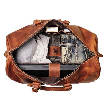 The Brandt Weekender | Small Leather Duffle Bag - Drakoi Marketplace