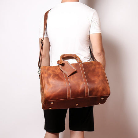 The Brandt Weekender | Small Leather Duffle Bag - Drakoi Marketplace