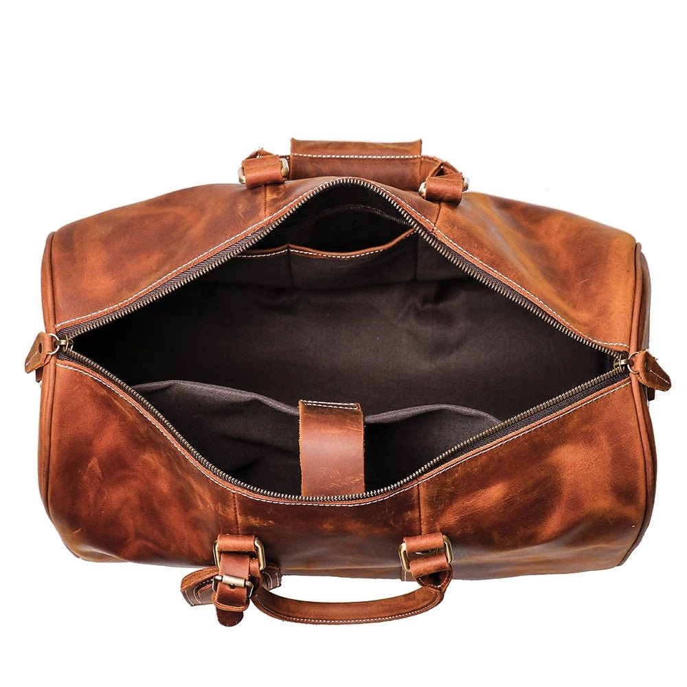 The Brandt Weekender | Small Leather Duffle Bag - Drakoi Marketplace