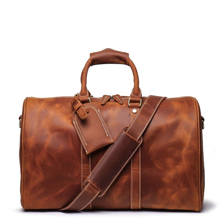 The Brandt Weekender | Small Leather Duffle Bag - Drakoi Marketplace