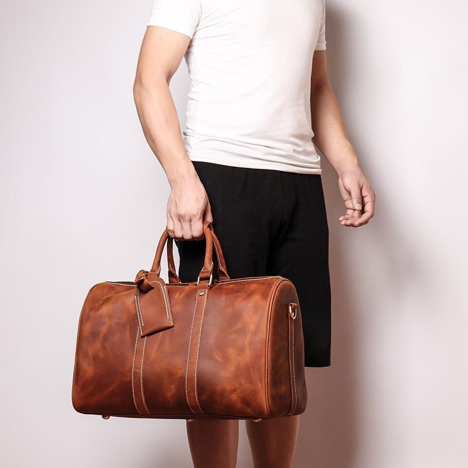 The Brandt Weekender | Small Leather Duffle Bag - Drakoi Marketplace