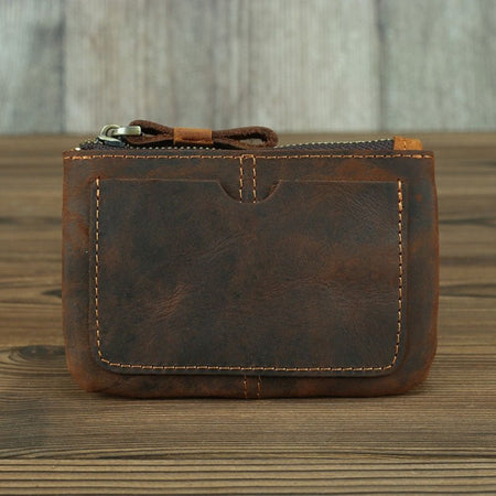 The Cael | Handmade Leather Coin Purse with Zipper - Drakoi Marketplace