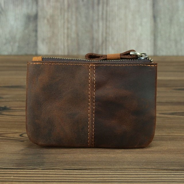 The Cael | Handmade Leather Coin Purse with Zipper - Drakoi Marketplace