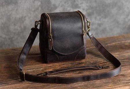 The Calista | Small Leather Camera Bag - Leather Camera Lens Case - Drakoi Marketplace