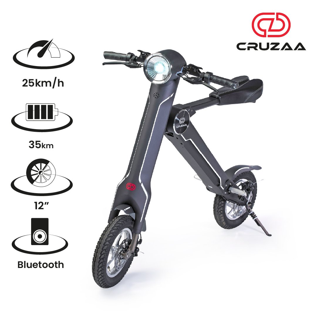 The Cruzaa Electric Scooter - 35km Range & 25kmh Top Speed Cruzaa Built in Bluetooth & Speakers + USB - Drakoi Marketplace