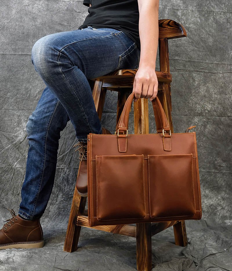 The Dagmar Leather Briefcase | Vintage Leather Messenger Bag - Drakoi Marketplace