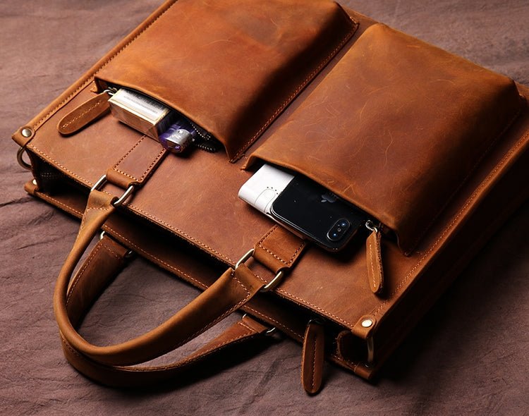 The Dagmar Leather Briefcase | Vintage Leather Messenger Bag - Drakoi Marketplace