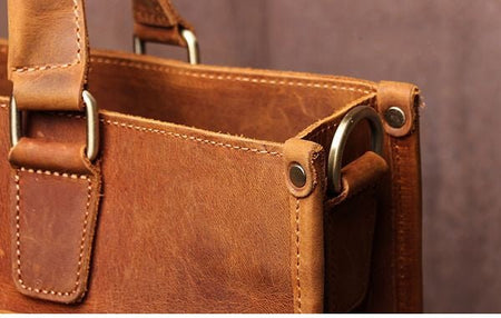 The Dagmar Leather Briefcase | Vintage Leather Messenger Bag - Drakoi Marketplace