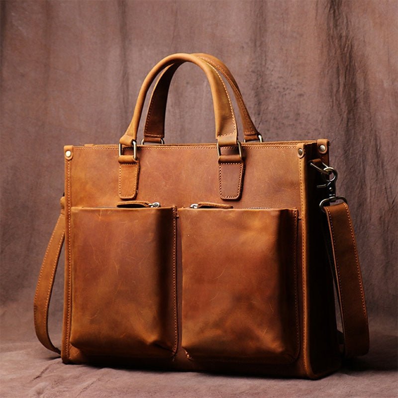 The Dagmar Leather Briefcase | Vintage Leather Messenger Bag - Drakoi Marketplace