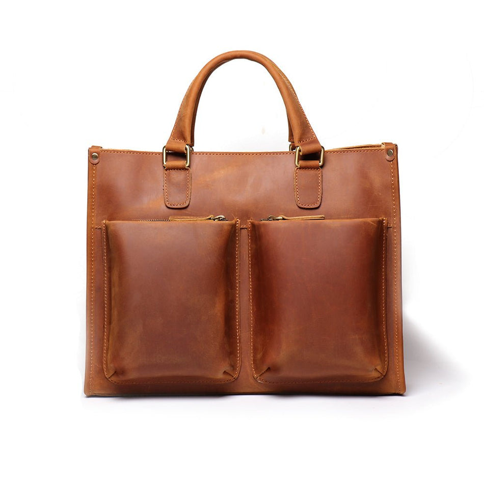 The Dagmar Leather Briefcase | Vintage Leather Messenger Bag - Drakoi Marketplace