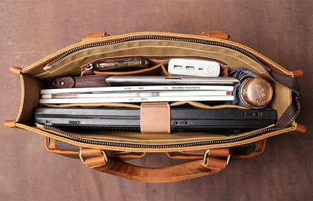 The Dagmar Leather Briefcase | Vintage Leather Messenger Bag - Drakoi Marketplace