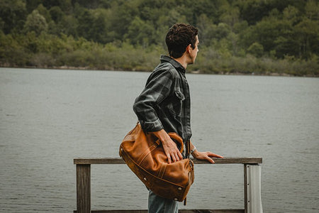 The Dagny Weekender | Large Leather Duffle Bag - Drakoi Marketplace