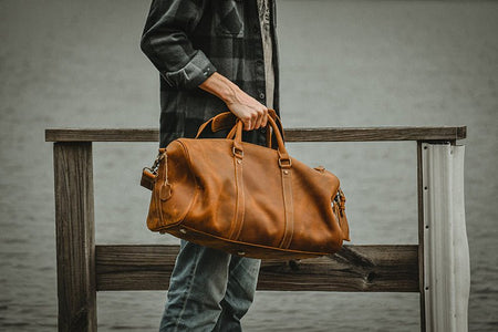 The Dagny Weekender | Large Leather Duffle Bag - Drakoi Marketplace