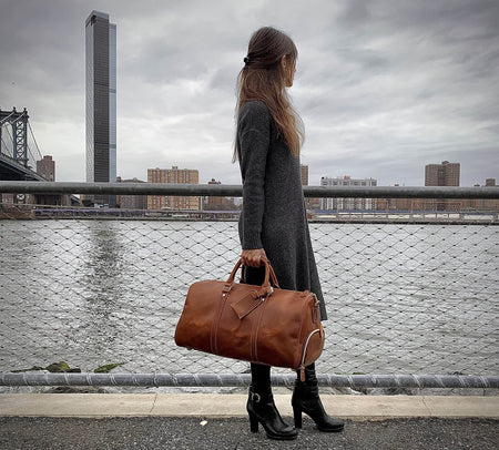 The Dagny Weekender | Large Leather Duffle Bag - Drakoi Marketplace