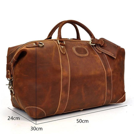 The Eira Duffle Bag | Vintage Leather Weekender - Drakoi Marketplace