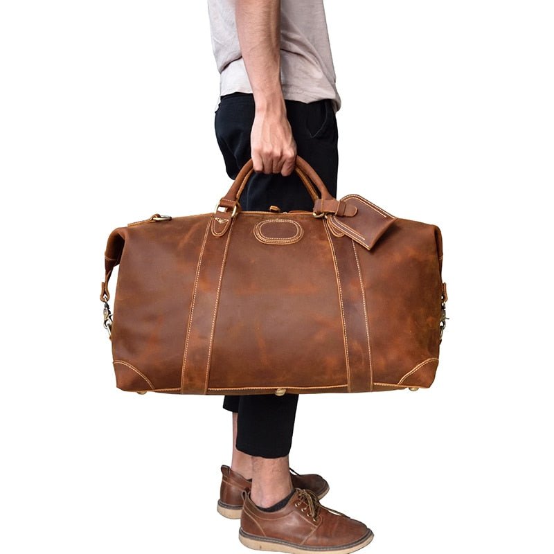 The Eira Duffle Bag | Vintage Leather Weekender - Drakoi Marketplace