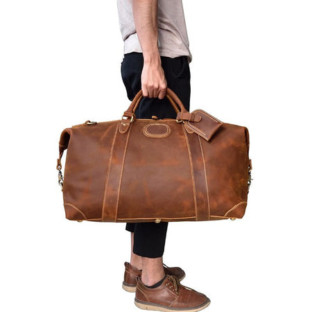 The Eira Duffle Bag | Vintage Leather Weekender - Drakoi Marketplace