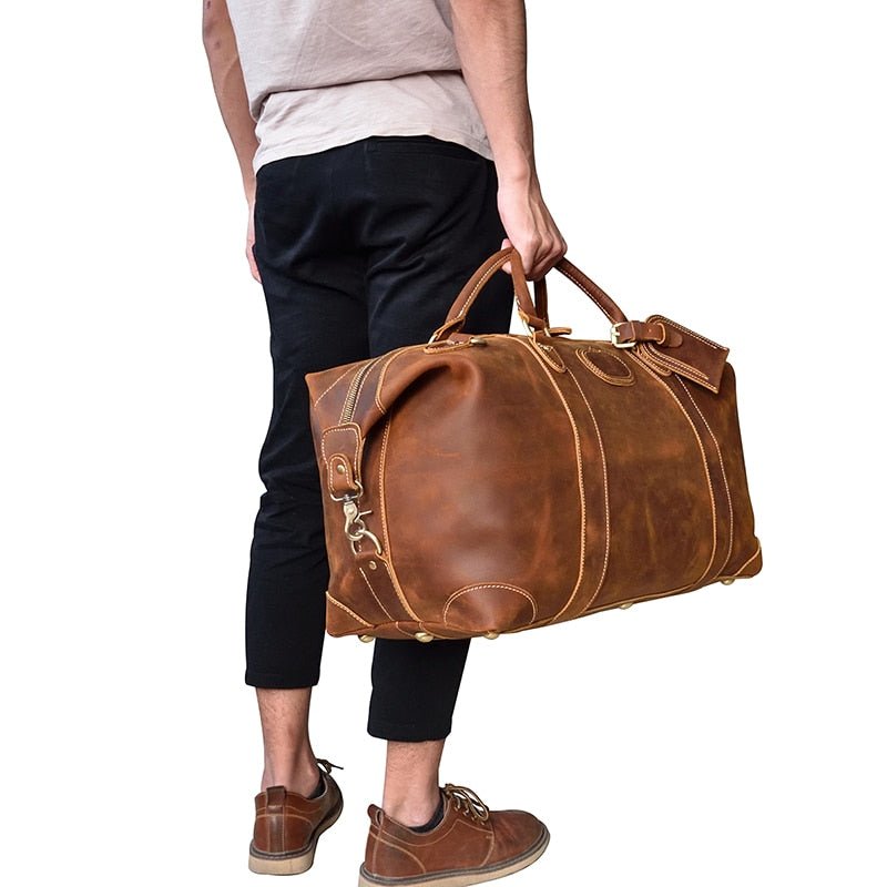 The Eira Duffle Bag | Vintage Leather Weekender - Drakoi Marketplace