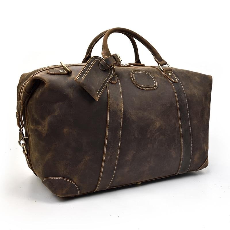 The Eira Duffle Bag | Vintage Leather Weekender - Drakoi Marketplace