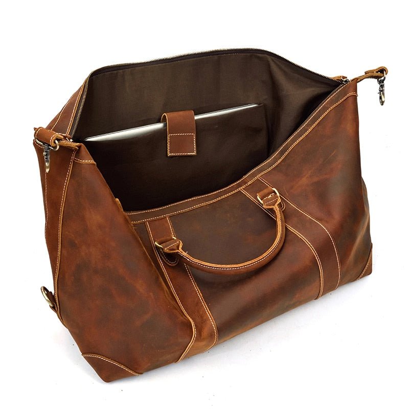 The Eira Duffle Bag | Vintage Leather Weekender - Drakoi Marketplace