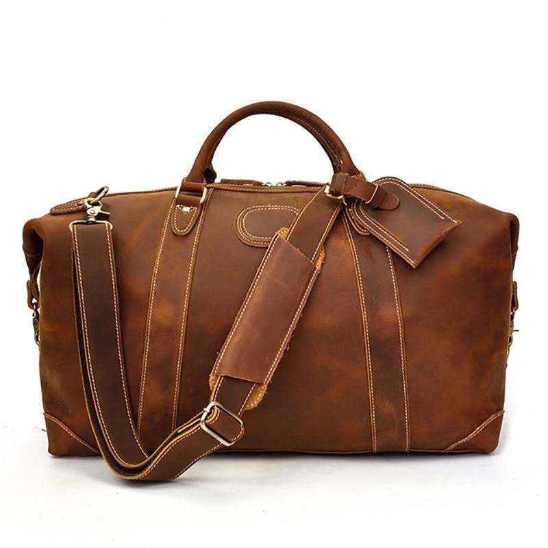 The Eira Duffle Bag | Vintage Leather Weekender - Drakoi Marketplace