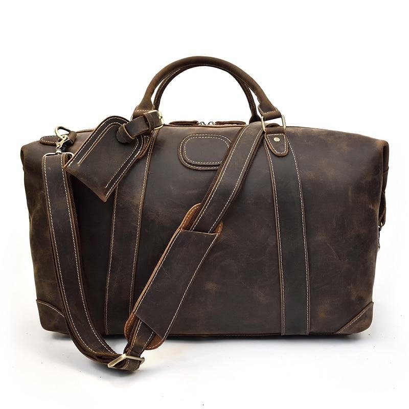 The Eira Duffle Bag | Vintage Leather Weekender - Drakoi Marketplace