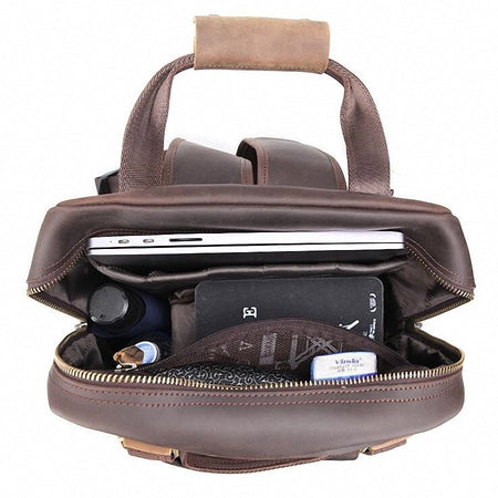 The Gaetano | Large Leather Backpack Camera Bag with Tripod Holder - Drakoi Marketplace