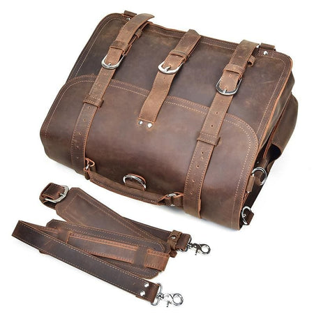 The Gustav Messenger Bag | Large Capacity Vintage Leather Messenger Bag - Drakoi Marketplace