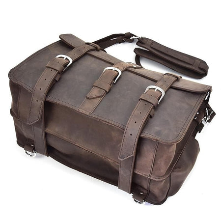 The Gustav Messenger Bag | Large Capacity Vintage Leather Messenger Bag - Drakoi Marketplace