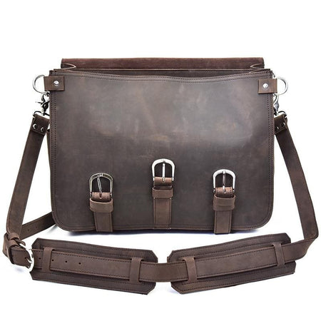 The Gustav Messenger Bag | Large Capacity Vintage Leather Messenger Bag - Drakoi Marketplace