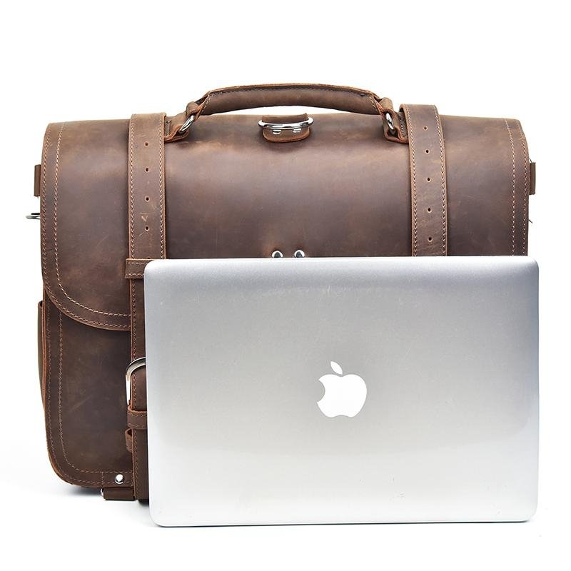 The Gustav Messenger Bag | Large Capacity Vintage Leather Messenger Bag - Drakoi Marketplace