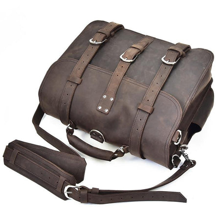 The Gustav Messenger Bag | Large Capacity Vintage Leather Messenger Bag - Drakoi Marketplace