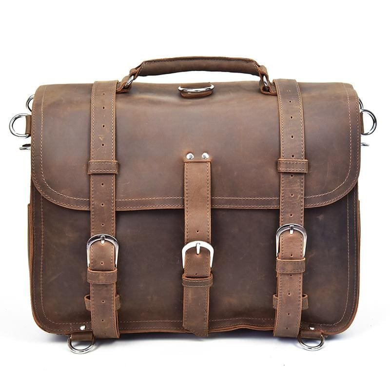 The Gustav Messenger Bag | Large Capacity Vintage Leather Messenger Bag - Drakoi Marketplace