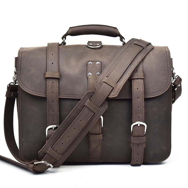 The Gustav Messenger Bag | Large Capacity Vintage Leather Messenger Bag - Drakoi Marketplace