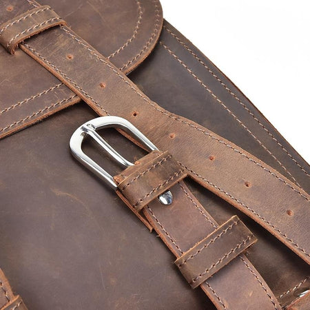 The Gustav Messenger Bag | Large Capacity Vintage Leather Messenger Bag - Drakoi Marketplace