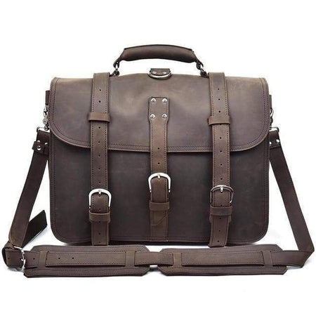 The Gustav Messenger Bag | Large Capacity Vintage Leather Messenger Bag - Drakoi Marketplace